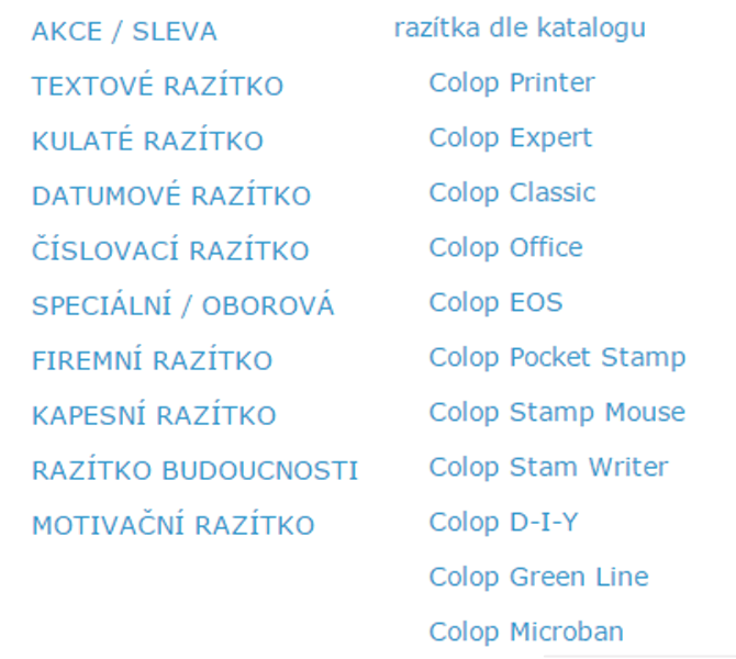 kategorie razítek || obchodRAZITEK.cz