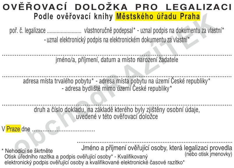 legalizační razítko || obchodRAZITEK.cz